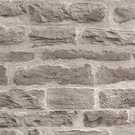 Sample As Creation Stone Brick Pattern Beige Grey Wallpaper