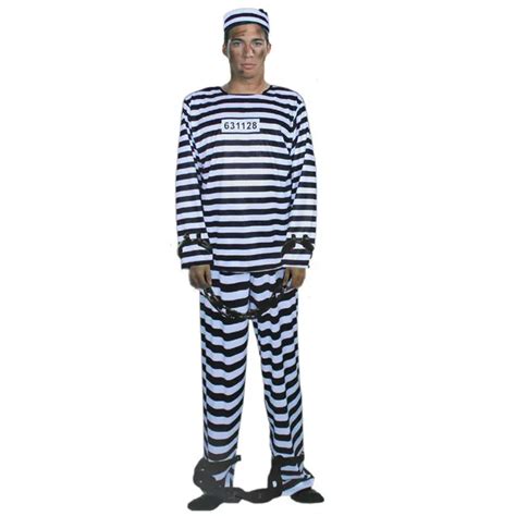 Halloween Masquerade Halloween Sleeved Black And White Striped Prison