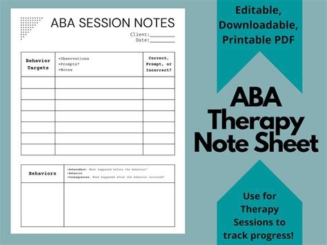 Bcba Session Notes Template
