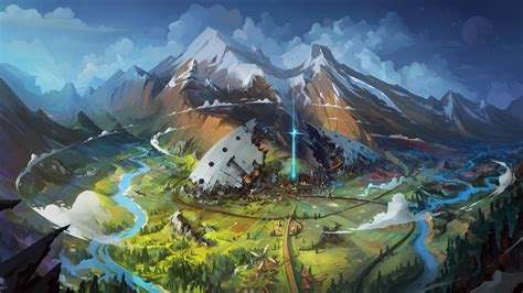 Download 3840x2160 Fantasy Landscape Mountain Snow Illustration