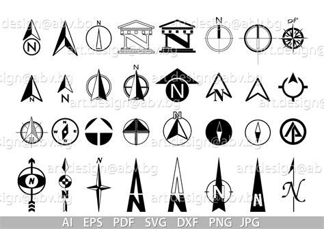 Vector 32 North Arrows Ai Eps Svg Dxf Pdf Png  Etsy Canada