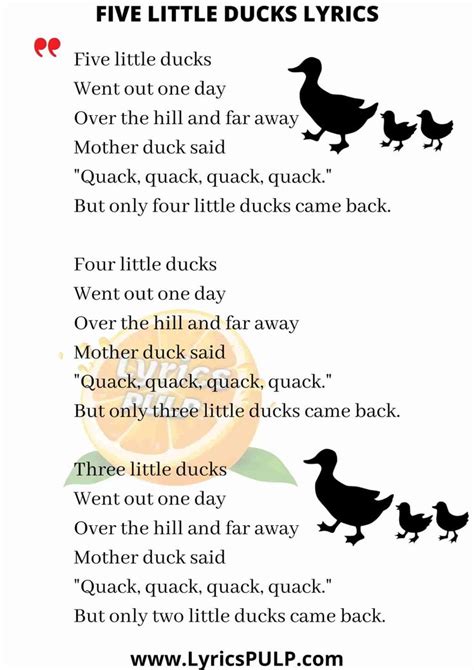 Five Little Ducks Lyrics Nursery Rhymes Nursery Rhymes Preschool