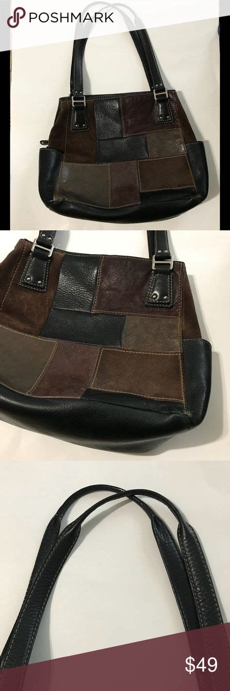 Fossil Large Patchwork Style Leather Handbag Bag Leather Handbags