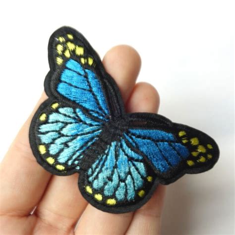 Light Blue Monarch Butterfly Patch Iron Onsew On Embroidered Applique