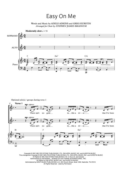 Easy On Me By Adele Sa Digital Sheet Music Sheet Music Plus