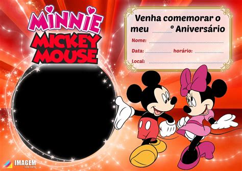 Convite De Aniversário Mickey E Minnie Imagem Legal