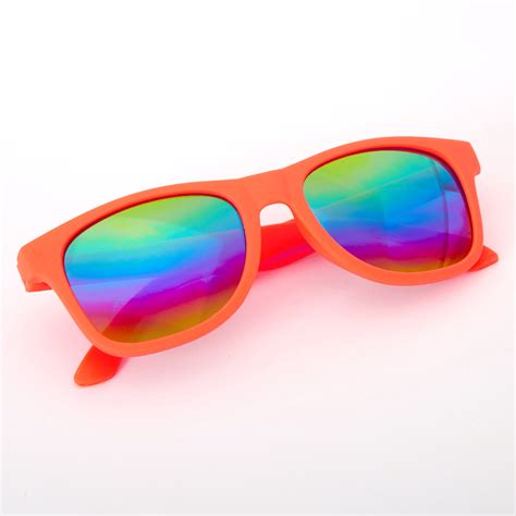 Claire S Club Neon Retro Sunglasses Coral Claire S Us