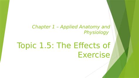 The Effects Of Exercise Teaching Resources