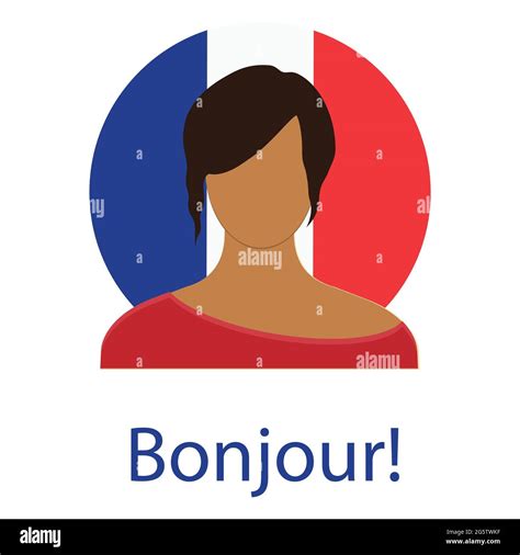 French Language Speech Hello Concept Bonjour France Flag Young Woman