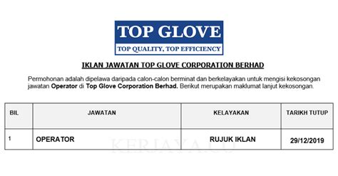 Top glove jobs now available. Permohonan Jawatan Kosong Jawatan Operator Di Top Glove ...