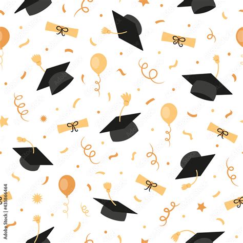 Graduation Black Caps With Tassels Diplomas Certificates Balloons