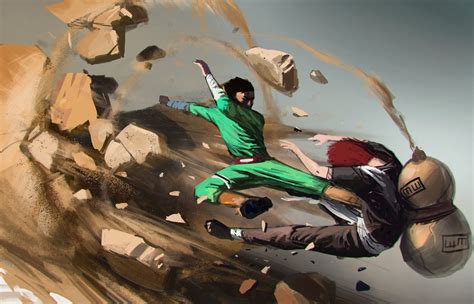 Fight Paints Rock Lee Vs Gaara By Jason Kang Anime Fight Naruto