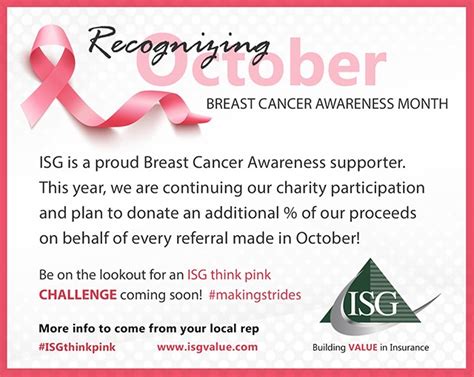 Isg Supports Breast Cancer Awareness Isg Value