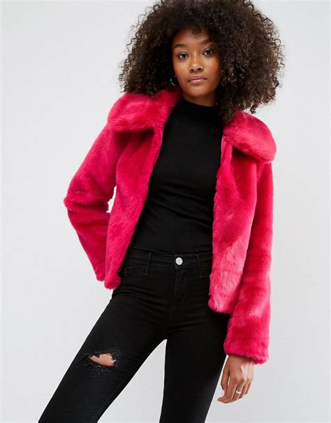 pink faux fur cropped jacket faux fur cropped jacket faux coat latest fashion clothes