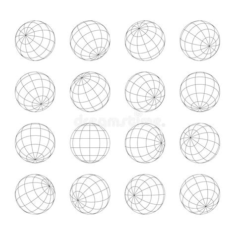 Globe Grid Spheres Collection Stock Vector Illustration Of Abstract