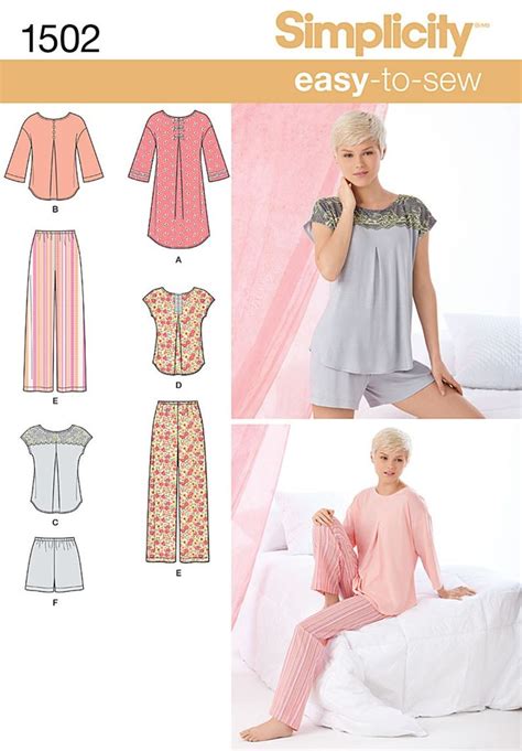 Simplicity Pyjama Set 1502 The Fold Line Pajama Pattern Nightshirt