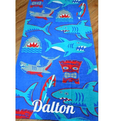 Personalized Beach Towel Shark Beach Towel Shark T Shark Etsy