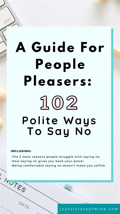 A Guide For People Pleasers 102 Polite Ways To Say No Joyful State
