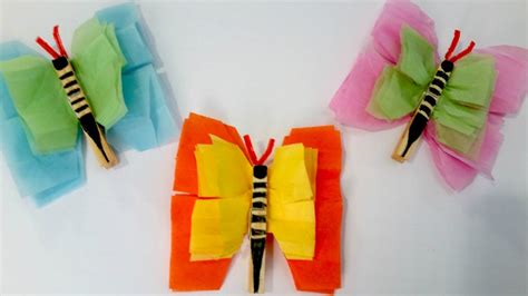 Tissue Paper Butterflies Easy Summer Craft For Kids Youtube
