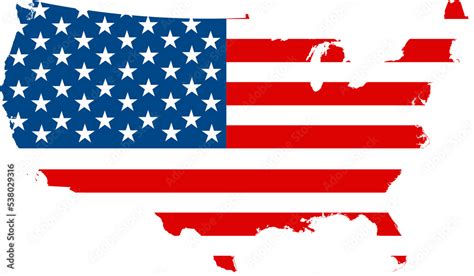 Usa Map Flag United States Of America Border Boundary Country Shape