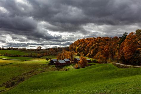 Vermont Barn Fall Foliage Clouds Photo Nature Photos