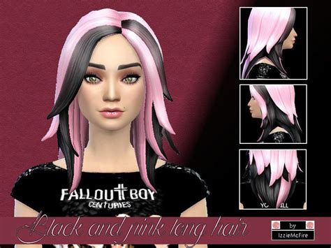 Black And Pink Long Hair The Sims 4 Catalog