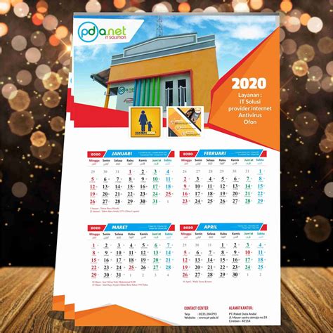 Jual Kalender Dinding 3 Bulanan 4 Lbr 2020 Custom Foto Minim 50 Pcs
