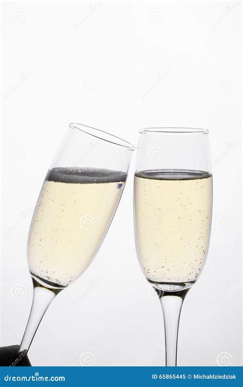 Two Glasses Of Champagne On White Background Stock Image Image Of