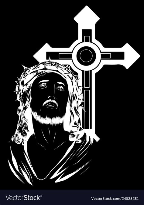Jesus Christ Face Art Design Royalty Free Vector Image