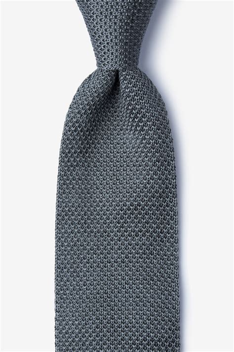 Gray Silk Classic Solid Knit Tie