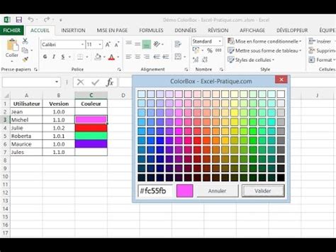Excel Choix De La Couleur Gr Ce La Fonction Vba Colorbox Youtube