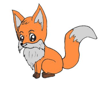 How to draw a baby fox step by step - Cartoon Fox drawing easy