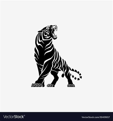 Tiger Roaring Logo Sign Emblem Vector Image On VectorStock Tiger