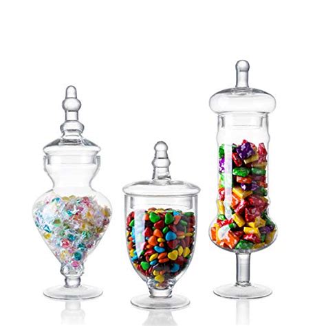 Candy Buffet Containers Diamond Star Set Of 3 Clear Glass Apothecary Jars Decorative Weddings