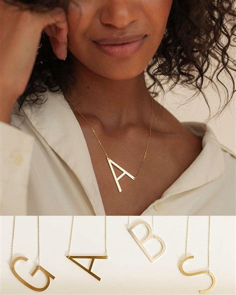 Sideways Initial Necklace Large Initial Necklace Oversized Letter