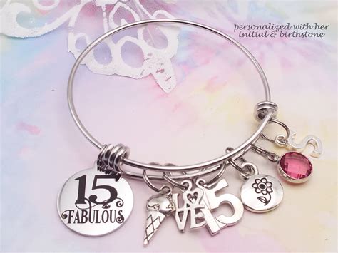15th Birthday T For Girl Charm Bracelet For 15 Year Old Girl 15