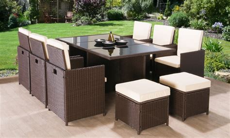 Stylish and comfortable, it's uv and frost resistant meaning it can stay outside all year. 11-Piece Rattan-Effect Garden Set | Groupon Goods
