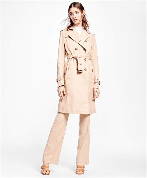Lyst Brooks Brothers Petite Double Breasted Trench Coat In Natural
