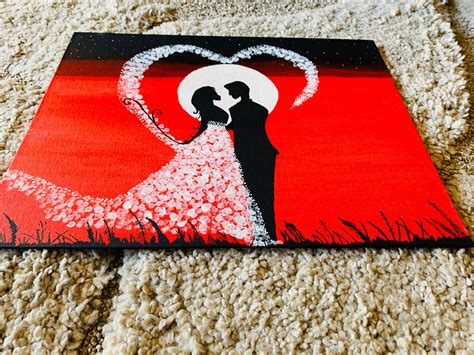 A Romantic Couple Painting On Canvas Valentine Day Gifts Etsy UK