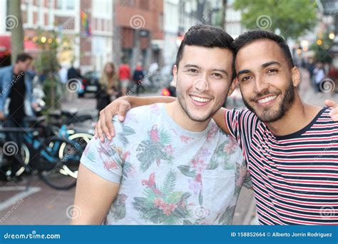 Cute Gay Couple In The City Stock Photo Image Of Colombian Love