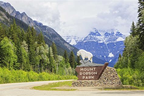 Kanada Britisch Kolumbien Rocky Mountains Zeichen Des Mount Robson
