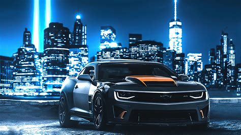 Camaro In Neon City 4k Hd Cars 4k Wallpapers Images Backgrounds