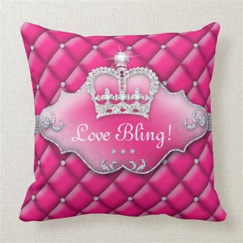 Princess Crown Pillow Tufted Satin Diamonds Pink Zazzle