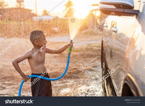 Happy Asian Little Boy Playing Water Stock Photo 1552226738 Shutterstock