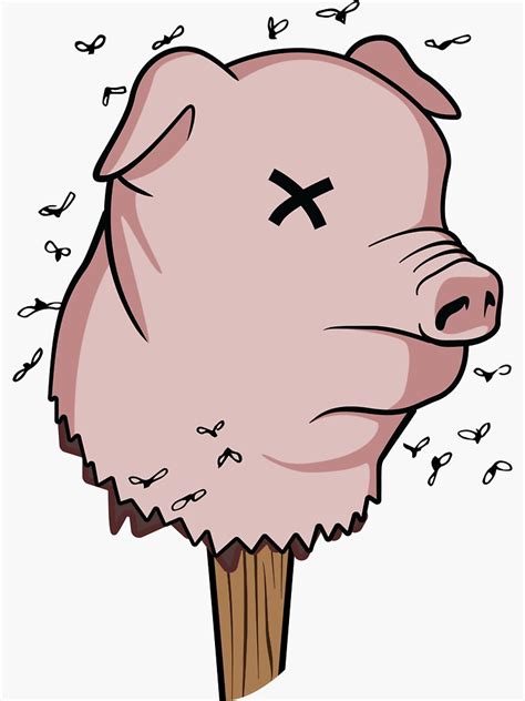 Lord Of The Flies Pig Head Sticker By Gunru Redbubble