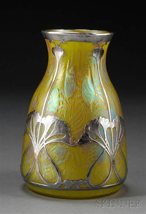 Art Nouveau Vase Silver Overlay Vase Antique Glass Antique Art Vintage Art Motifs Art Nouveau