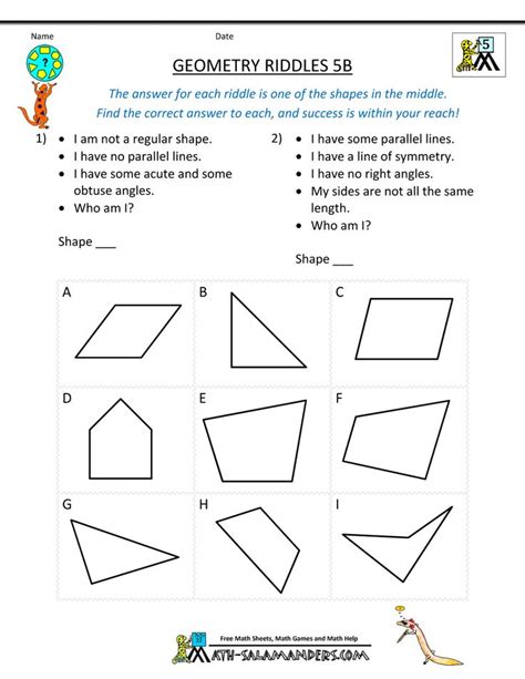 5th Grade Geometry Riddles 5b 1000×1294 Pixels Geometry