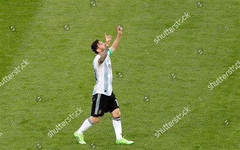 Argentinas Lionel Messi Celebrates After Scoring Editorial Stock Photo
