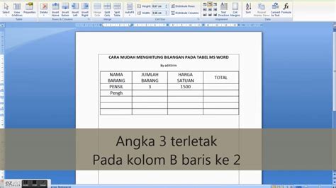 Cara Mudah Menghitung Bilangan Pada Tabel Ms Word Youtube Hot Sex
