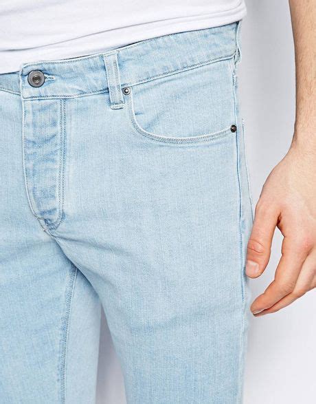 Asos Super Skinny Jeans In Bleach Wash In Blue For Men Lyst